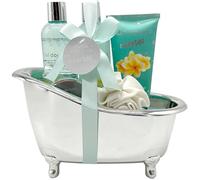 Tendance - Silver Monoï Bath Set - Shower Gel 260ml, Body Milk 190ml, Bubble Bath 260ml, Bath Salts COFFRET CADEAU BIEN-ETRE A TEL