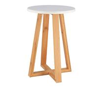 Tabouret Pieds Bambou Et Plateau Mdf Blanc - Blanc/bambou - TENDANCE