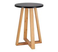 Tendance - Tabouret Pieds Bambou et Plateau MDF Noir - Noir/Bambou - Salle de Bain - Petit Mobilier