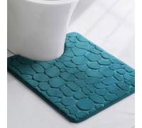 TENDANCE Tapis Contour WC Bleu en Microfibre à mémoire de Forme 45 x 50 cm
