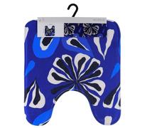 TENDANCE Tapis Contour WC en Microfibre 45 x 50 cm déco Signature Bleu et Blanc