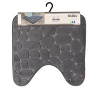 TENDANCE Tapis Contour WC Gris foncé en Microfibre à mémoire de Forme 45 x 50 cm