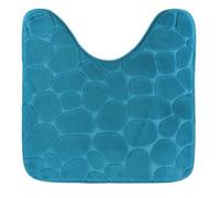 Tendance - Tapis Contour WC Mémoire de Forme Microfibre Galet 45x50 cm - Bleu Canard - Salle de Bain - Tapis