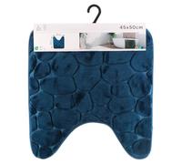 Tendance - Tapis contour wc memoire de forme microfibre galet 45x50 cm - bleu marine