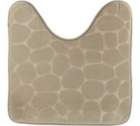 TENDANCE Tapis Contour WC Taupe en Microfibre à mémoire de Forme 45 x 50 cm