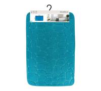 TENDANCE - Tapis memoire de Forme Microfibre Galet 50x80cm - Bleu Canard