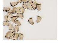 Tendances Fêtes - 32 CONFETTIS DE TABLE BOIS PIED BÉBÉ NATUREL