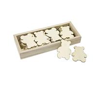 Tendances Fêtes - BOÎTE 36 Silhouettes Ourson Bois 2MM 4X3CM Naturel