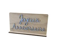 Tendances Fêtes - CENTRE DE TABLE ANNIVERSAIRE BOIS 20X10.5CM BLEU