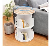 Tenddya Bibliothèque rotative à 2 niveaux, rotative à 360°, pour enfants, avec 8 compartiments, étagère de rangement peu encombrante avec plateau tournant pour salon, chambre d'enfant, bureau