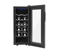 Tenddya Réfrigérateur à vin, 12 bouteilles de 33 litres, petite armoire à vin, avec pieds réglables avec lumière LED, mini réfrigérateur à vin, mini bar avec porte en verre