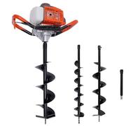 Tenddya Tarière à essence 5,2 CV avec 3 embouts Ø100/150/200 mm, tarière pour trous de sol, tarière pour poteaux, machine à percer pour moteur, in enêtre de contrôle d'huile, jardin, construction