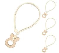Tende Clip per Tende Corda de Cotone Ensemble de 4 Embrasses de Rideaux en Bois de 44cm sans Perçage Réglables avec Clips de Rangement Motif Petit Lapin