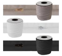 TENDEEVOLUTION Fermeture Éclair en Nylon au Mètre non divisible de différentes couleurs, Chaîne de 4 ou 6 mm et 2 Curseur de Fermeture inclus. Fermeture à Glissière à Spirale (6 MM, Blanc)