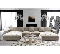 Tendencio ANIXE - Canapé d'angle panoramique XXL en U - en Tissu (Beige)