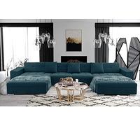 Tendencio ANIXE - Canapé d'angle panoramique XXL en U - en Tissu (Turquoise)