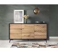 Tendencio Buffet 2 Portes 154 cm DIOMO Chêne et Noir Style Industriel