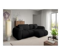 Tendencio Canapé d’Angle Convertible 4 Places PILENIA en Tissu Bouclette - 270 cm (Noir)
