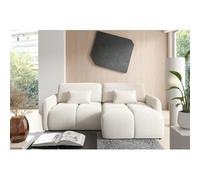 Tendencio Canapé d’Angle Convertible 4 Places Tiara en Tissu texturé - 250 cm (Blanc cassé)
