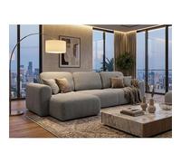 Tendencio Canapé d’Angle Gauche Convertible Binigia 4 Places - Tissu Pop Effet 3D - 245 cm (Gris)
