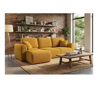 Tendencio Canapé d’Angle Gauche Convertible Binigia 4 Places - Tissu Pop Effet 3D - 245 cm (Jaune)