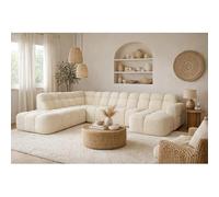 Tendencio Canapé d’Angle Gauche panoramique LIZIA - 6 à 7 Places - 330 cm (Beige)