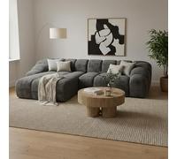 Tendencio Canapé d’Angle LORELIA 4 Places avec Tissu texturé - 305 cm (Gris foncé)