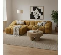 Tendencio Canapé d’Angle LORELIA 4 Places avec Tissu texturé - 305 cm (Jaune)