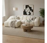 Tendencio Canapé d’Angle LORELIA 4 Places avec Tissu Velours Doux au Toucher - 305 cm Moderne et Design Aspect Nuage gonflant (Beige)