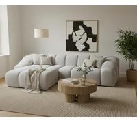 Tendencio Canapé d’Angle LORELIA 4 Places avec Tissu Velours Doux au Toucher - 305 cm Moderne et Design Aspect Nuage gonflant (Gris Clair)