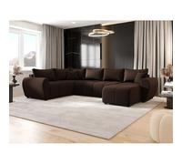 Tendencio Canapé d’Angle panoramique en Tissu MOLIA U Plus - 6 Places - 303 cm (Marron)