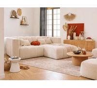 Tendencio Canapé d’Angle RINIA 4 Places en Velours côtelé - Angle Droit - 228 cm (Beige)