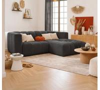 Tendencio Canapé d’Angle RINIA 4 Places en Velours côtelé - Angle Droit - 228 cm (Gris)