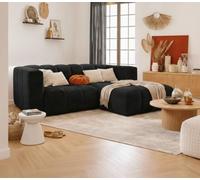 Tendencio Canapé d’Angle RINIA 4 Places en Velours côtelé - Angle Droit - 228 cm (Noir)