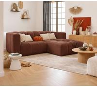 Tendencio Canapé d’Angle RINIA 4 Places en Velours côtelé - Angle Droit - 228 cm (Terracotta)