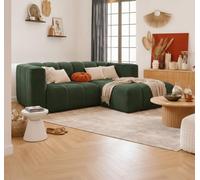 Tendencio Canapé d’Angle RINIA 4 Places en Velours côtelé - Angle Droit - 228 cm (Vert)