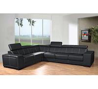 Tendencio Canapé d'angle 6 Places CAARIA Noir Simili Cuir Moderne avec têtières réglables