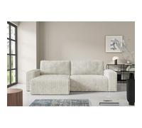 Tendencio Canapé d'angle Convertible BRIGIA en Velours côtelé (Beige)