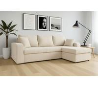 Tendencio Canapé d'angle Convertible HELLIA en Velours côtelé (Beige)