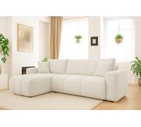 Tendencio Canapé d'angle Convertible Talia en Tissu Anti tâche hydrophobe Doux au Toucher (Beige)