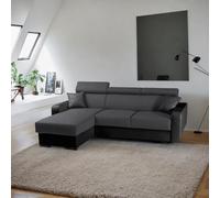 Tendencio Canapé d'angle EMPERO avec têtières réglable. Moderne et Design (Gris et Noir, Angle L)