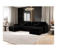 Tendencio Canapé d'angle panoramique Convertible MOSIA (Noir)