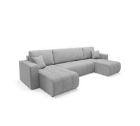 Tendencio Canapé d'angle panoramique Lidia en Tissu (Gris)