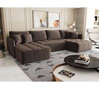 Tendencio Canapé panoramique Convertible en U ONIYA Tissu Velours - Moderne & Design (Marron)