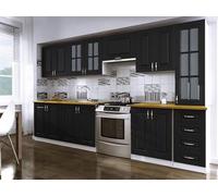 Tendencio Cuisine complète 3m20 Dina Noire avec moulures