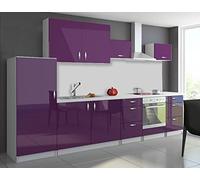 Tendencio Cuisine complète 3m20 OXIN laquée Noir et Blanc (Aubergine)