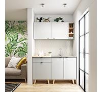 Tendencio Cuisine complète LYKKA 140 cm idéal pour Studio et Petit Appartement Style scandinave