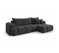 Tendencio EVELIA - Canapé d'angle Convertible 4 Places en Tissu Haute résistance - 265 cm (Gris foncé)