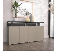Tendencio Gamme SERIA - Mobilier Salon Design Taupe, Noir & Bois Congo - Style Industriel Chic Moderne (Mur TV, Buffet, Vitrine, Table Basse) (L 153 × H 84 × P 40 cm)