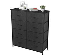 Tendencio INILO - Meuble Rangement Commode 8 tiroirs Boite Tissu 80 cm Noir
